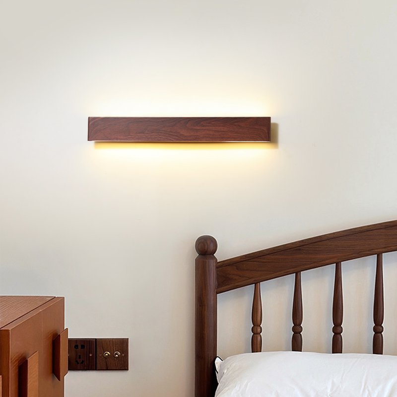 Walnut color wall lamp, new retro style living room background wall wall wall lamp, atmosphere, bed and breakfast bedroom bedside eye protection lamp