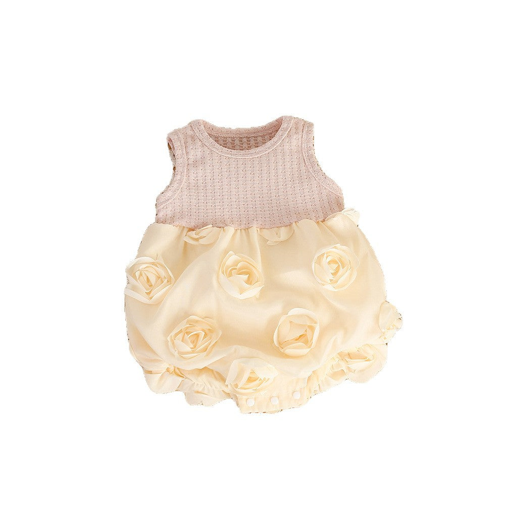 Spring & fall clothing heart bag butt two-piece setgirl baby cute triangle romper khaki baby 100-day vest skirt