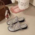 Women's rhinestone flip-flops sandals - summer 2025 new fashion, fairy style, perfect with skirts, flat beach slippers