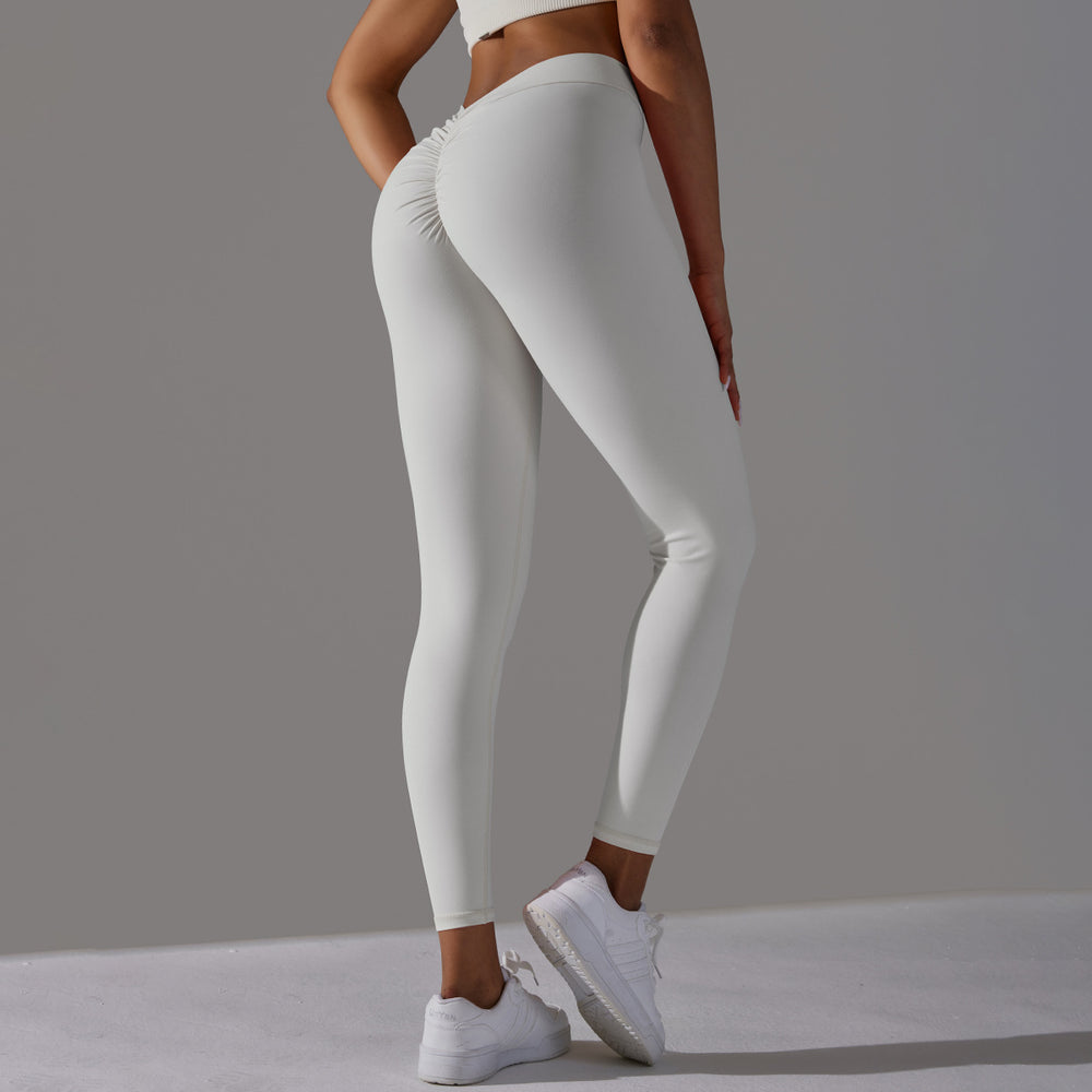 Fashionnew arrival butt lift and tummy control without embarrassing line elastic tight yoga pants v waist brushed nude sports fitness pants