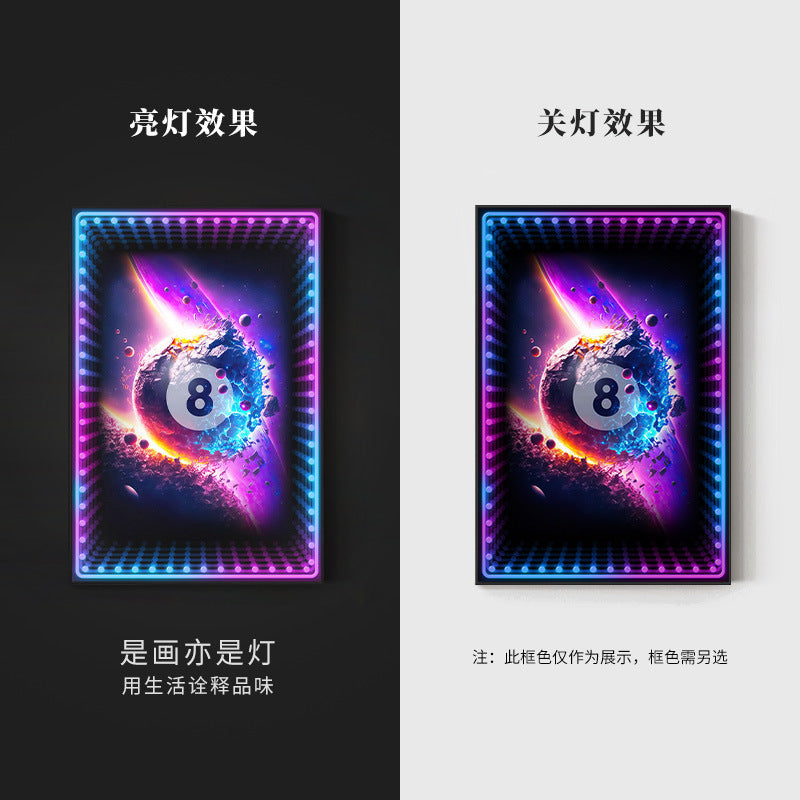 Black eight ball astronaut billiard hall wall decoration painting luminous billiard room hanging painting chess and card club atmosphere light painting