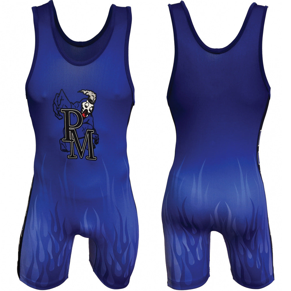 Sublimation full body print men's one-piece wrestling suit custom training weightlifting suit men's and women's free wrestling one-piece vest