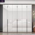 Solid wood glossy light luxury wardrobe for home bedroom, modern light luxury large wardrobe, high-gloss finish wardrobe, eco-friendly board wardrobe