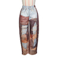 spring new arrival: cross-border distressed denim wide-leg cropped pants with chain, leather, and 3d print – women's casual trousers
