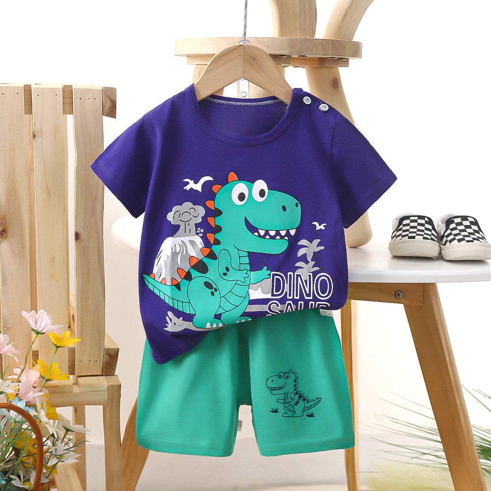 Kids' short-sleeve set: 100% cotton boys' t-shirt & baby summer outfit - girls' shorts, infant clothing, wholesale summer apparel