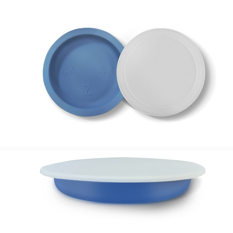 Children's silicone plate with lid disc baby complementary food feeding tray baby special children's tableware set wholesale