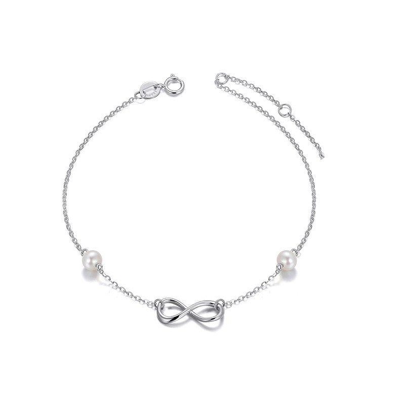 European and american cross-border hot-selling foot jewelry: lucky figure 8 pearl beach anklet, handmade beaded multi-layer anklet, premium style
