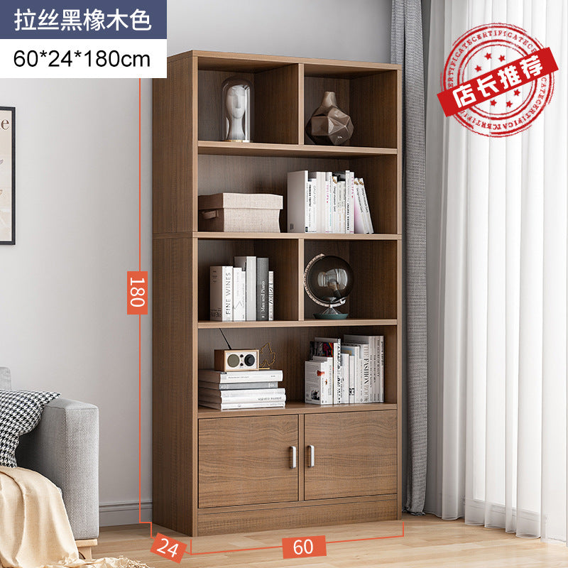 Simple bookshelf floor-to-ceiling against the wall, living room shelf layered storage rack, storage cabinet integrated, simple household bookcase
