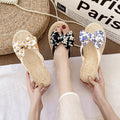 Soft bottom flip-flops for women, summer small floral bows flip-flops, non-slip flats indoor home sandals for women