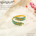 popular stainless steel leaf ring niche design popular versatile colorful oil dripping ring for women wholesale