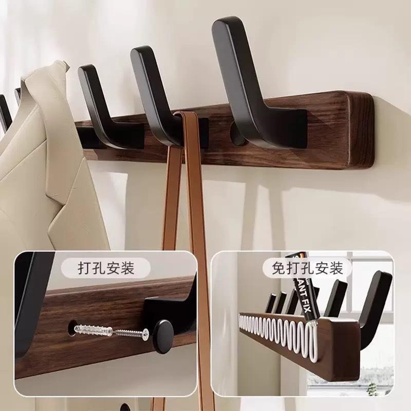 Walnut door back hook strong adhesive punch-free strong load-bearing storage rack hook entrance clothes hanger storage