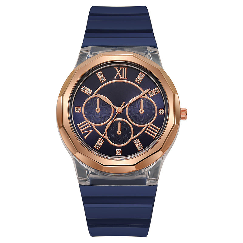 Fashion rhinestone silicone watch female student accessible luxuryelegantniche style design preppy style forest style young casual watch