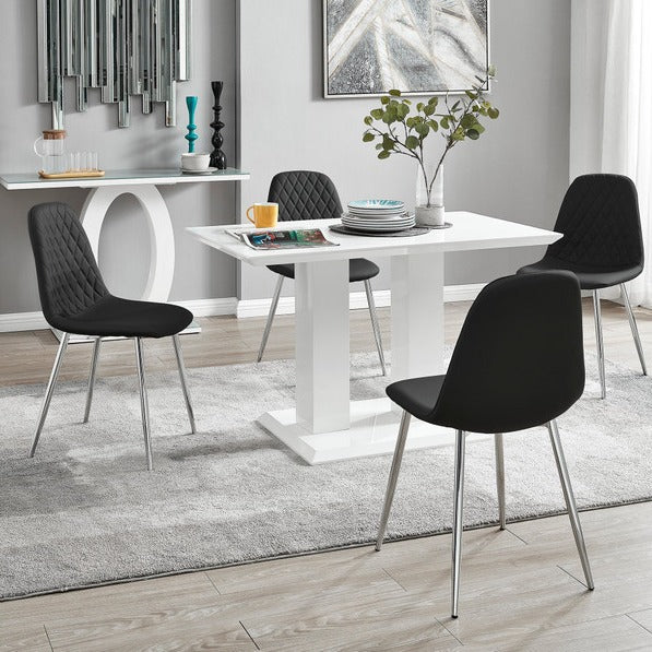 Glass dining table dining tableaccessible luxuryclassy small apartment 4-person table modern casual dining table and chairs
