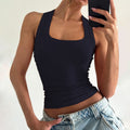 European and american style new  summer fashion hot girl u-neck solid color slim fit tank top crop top women's wholesale