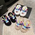 Thick sole fur slippers 2024new arrival cartoon cute autumn winter heightening non-slip flip-flops indoor home cotton slippers