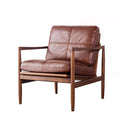 Vintage saddle chair - home living room balcony retro solid wood single leisure chair - designer style light luxury sofa chair
