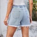 Fashion cross-border  summer new  independent station washed diamond-encrusted beaded denim shorts tassel hot pants