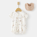 Babibele baby short-sleeve romper - lightweight summer bodysuit for infants & toddlers - perfect for air conditioning - includes bib!