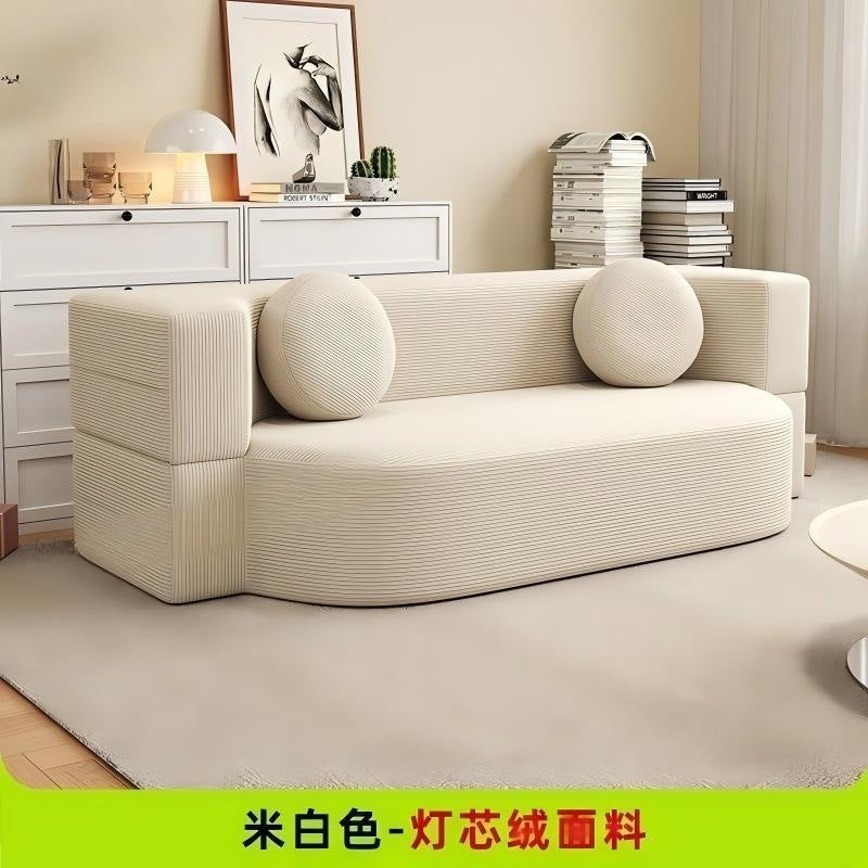 Fabric sofa bed small apartment sofa living room module double three-person compression rental house dual-purpose detachable washable and foldable