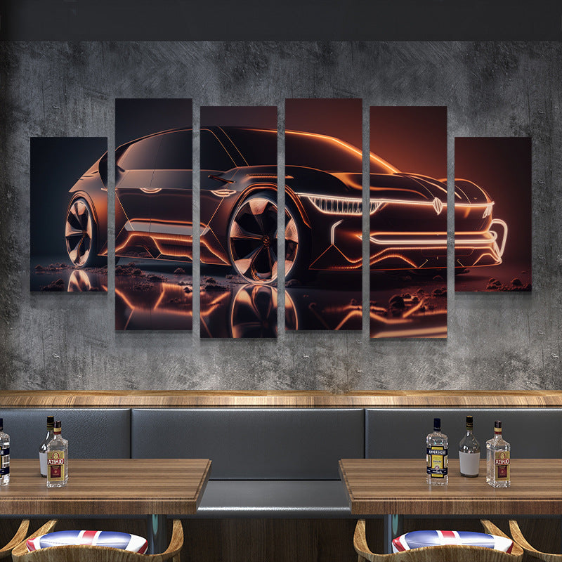 Bar industrial wind motorcycle wall decoration painting tavern KTV box creative mural barbecue shop car painting