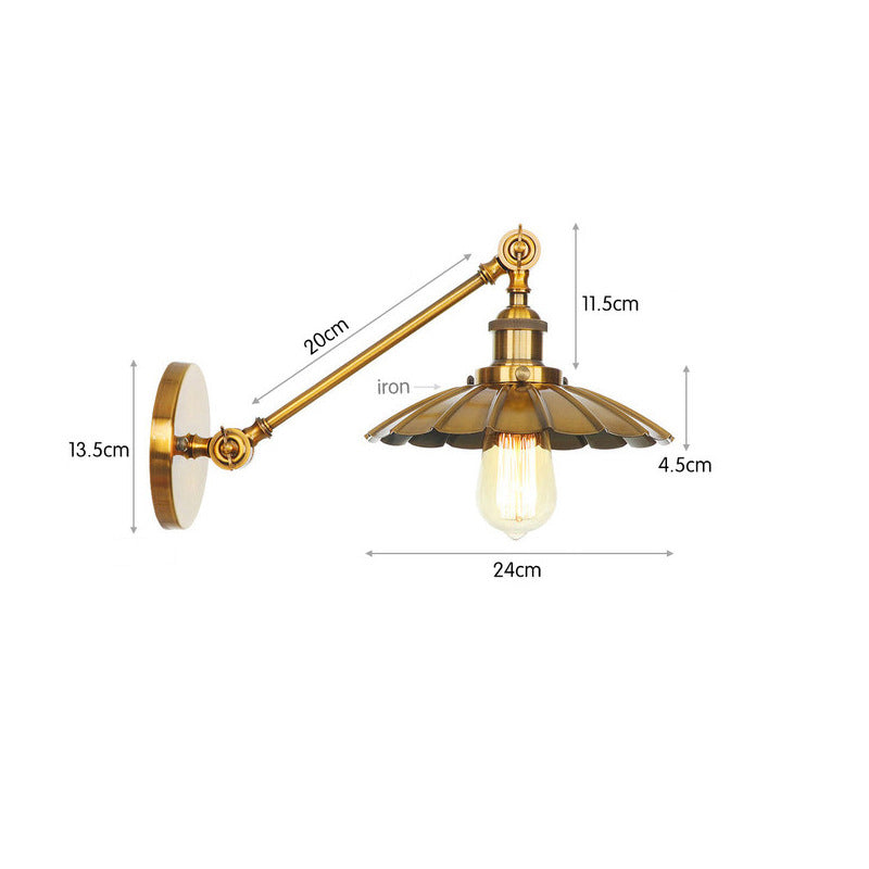 American industrial wind wrought iron wall lamp, living room retro background wall lamp, aisle entrance, golden simple bedroom bedside lamp