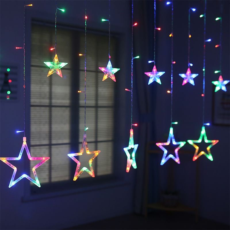 Christmas decoration star lights flashing lights string lights gypsy Christmas tree decoration room layout window pendants