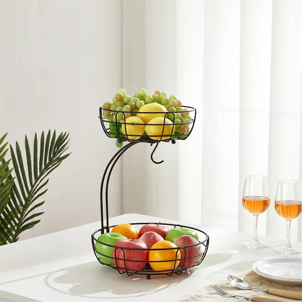 Processing Customized 2-layer fruit basket Restaurant Snack storage Fruit plate Metal basket Fruit storage basket Household