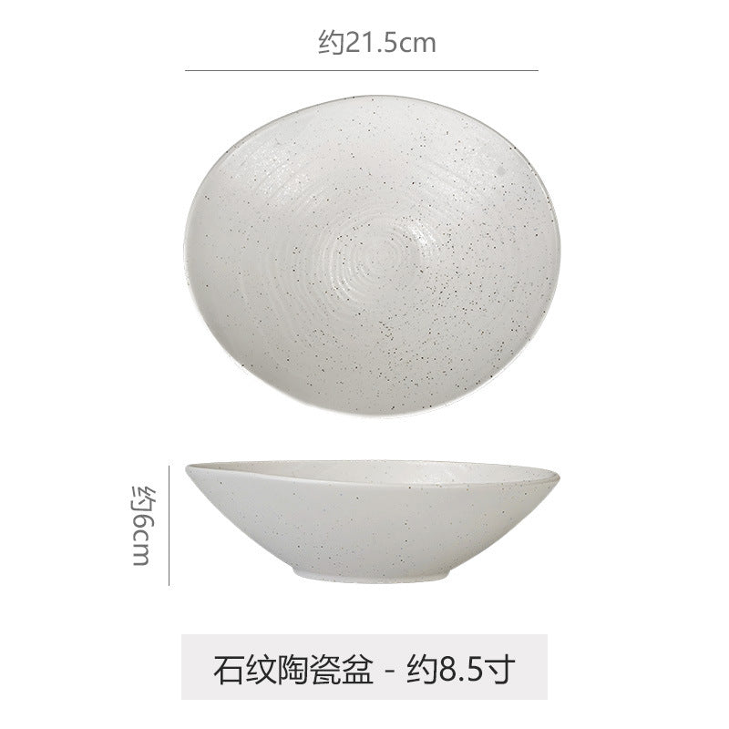 Minimalist blue and white polka dot ceramic bowls, plates, and dishes - perfect for home, restaurant, western cuisine, steak, high-end hotel, and unique dessert presentation