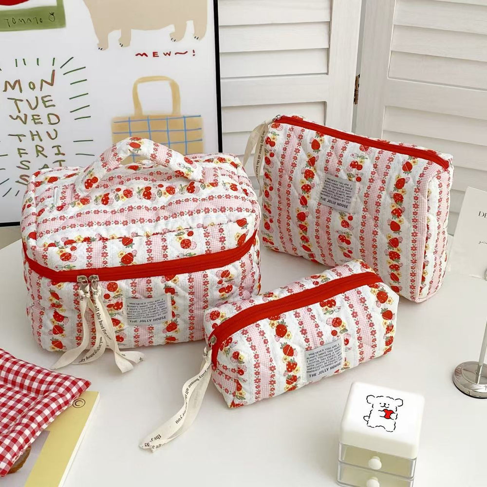 Rustic floral makeup bag - large capacity cosmetic organizer, portable handheld toiletry bag, makeup pouch for students