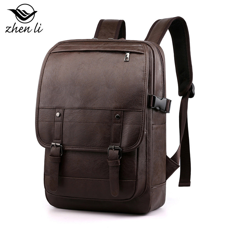 Cross-border batch casual backpack men's business PU business trip backpack fashionable simple large capacity computer bag