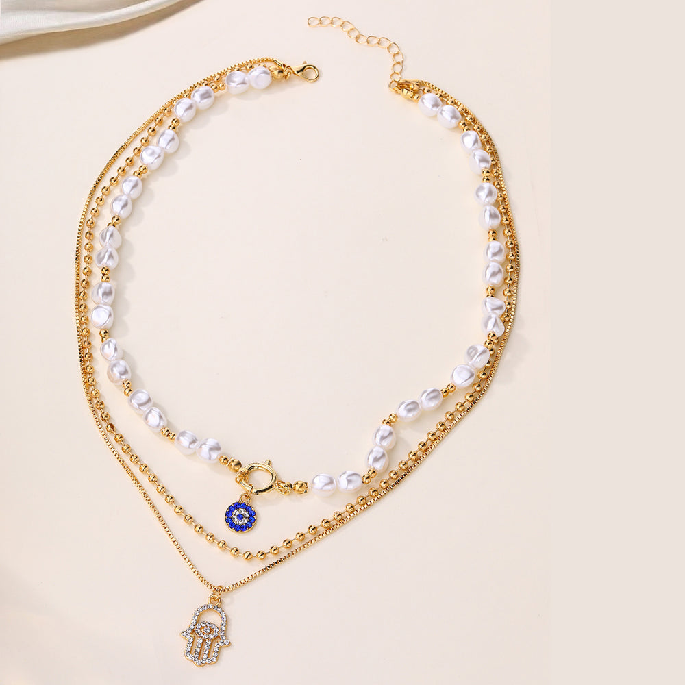 Pearl necklace wholesale - new european & american cross-border style - alloy diamond pendant - women's accessories - niche, high-end, statement jewelry