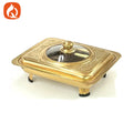 Stainless steel gold four-plate warming tray with printed combination lid - buffet warming cabinet for home, hotel, and restaurant use - wholesale from manufacturer
