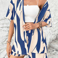 fashion for europe and america:  resort collection - elegant printed two-piece set: shirt & high-waisted shorts (short sleeve)