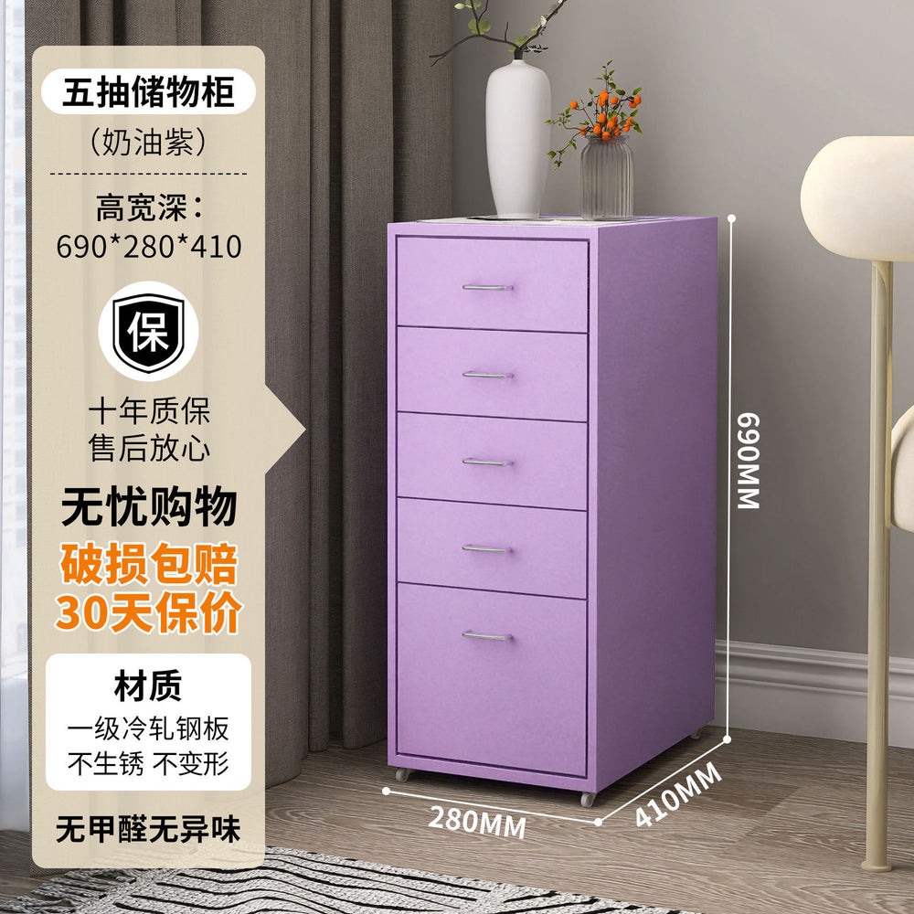 Wrought iron storage cabinet - multi-tier drawer unit for living room, bedroom, and girls' room - cute and practical floor-standing combination storage cabinet