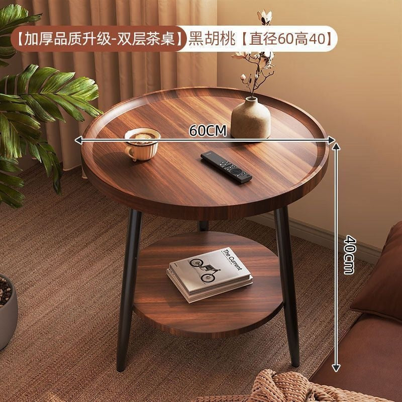 Scandinavianaccessible luxury small apartment side table casual modern for home round double layer side table coffee table small table sofa coffee table