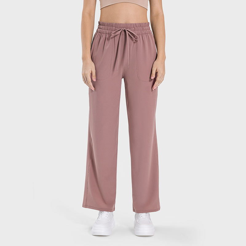 Luxtrenew arrival flesh-covering slimming lookhigh waistcasual sweatpants women's elastic drawstring waiststraight-leg pants dss077