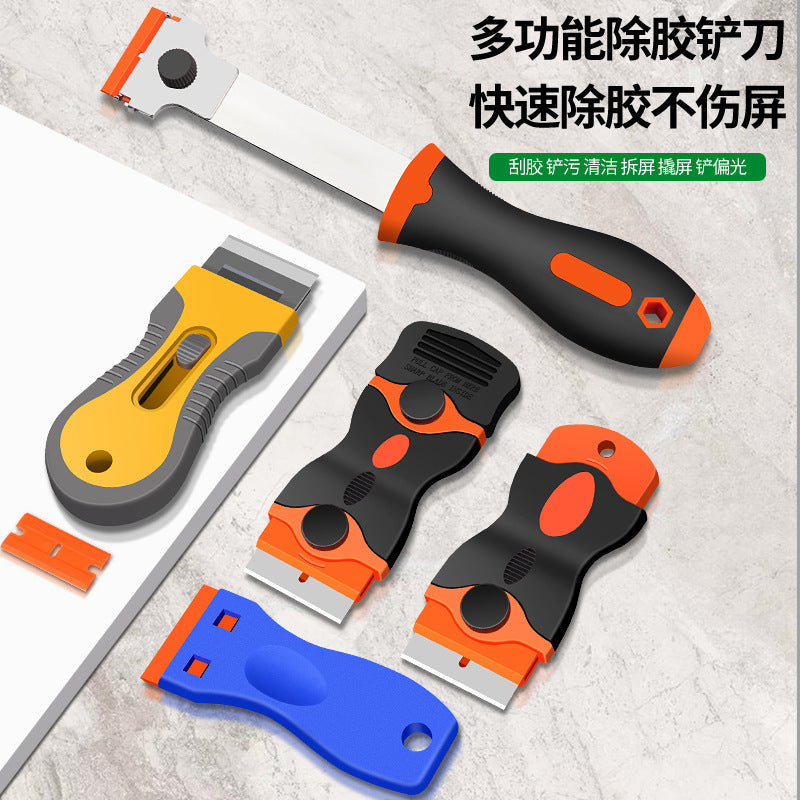 Multi-purpose cleaning scraper: perfect for kitchen stain removal, phone screen protector application, car adhesive removal, and glass cleaning