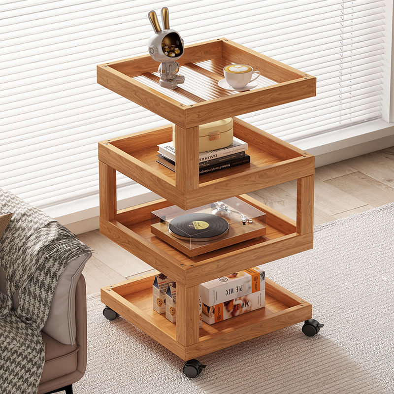 Solid wood bedside table bedside storage rack bedroom coffee table living room for home small new arrival log style ultra-narrow side table