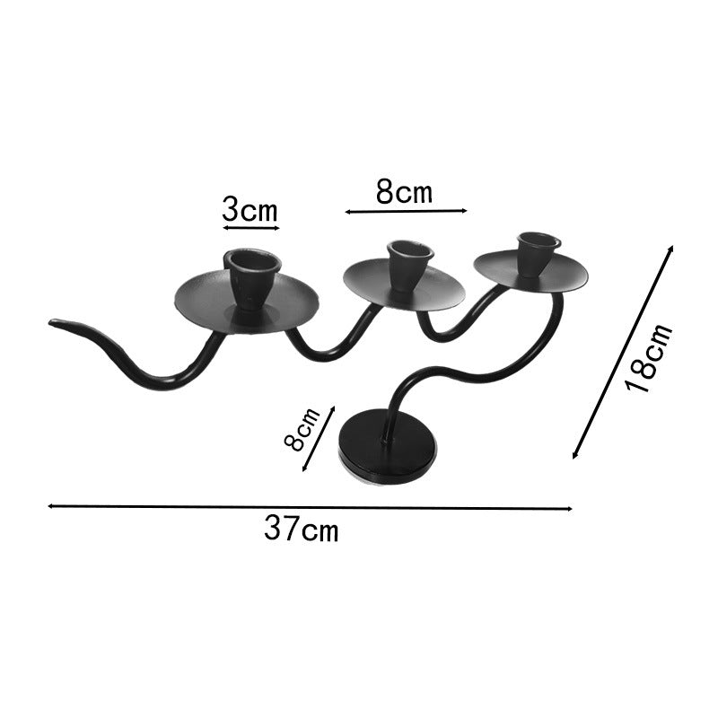 European retro minimalist wavy iron candle holder with electronic candles for a romantic ambiance in living room or dining table
