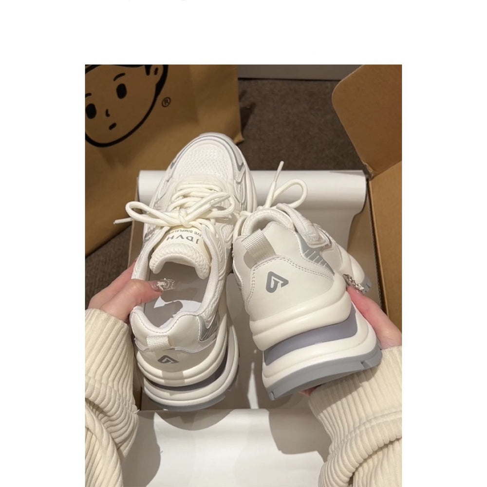 Thick sole dad shoes for women 2026summernew arrivalwhitepetites street style thin mesh breathable sneakers