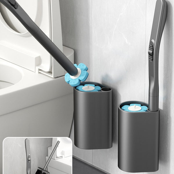 Dual-purpose toilet brush, disposable no dead ends, cleaning brush head, bathroom rack, no punching, toilet brush wall hanging