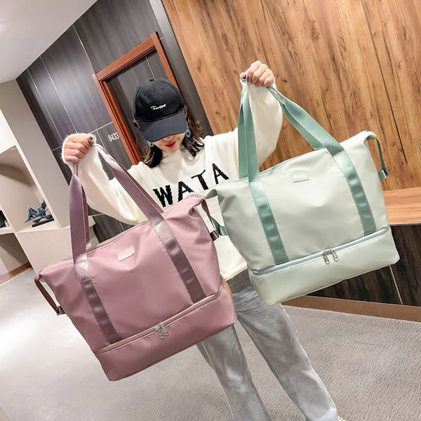 New travel bag women's short-distance portable and lightweight yoga bag can be put on trolley case student large-capacity luggage storage bag