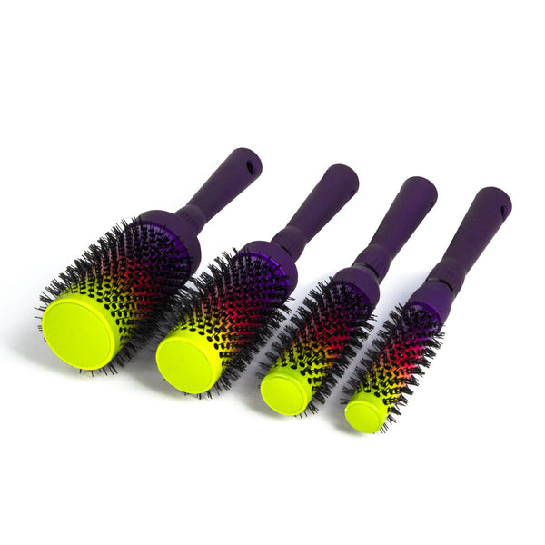 New product Heating color-changing curling comb Three-color gradual change Aluminum tube comb Hair comb Ceramic round comb Mane heat conducting comb