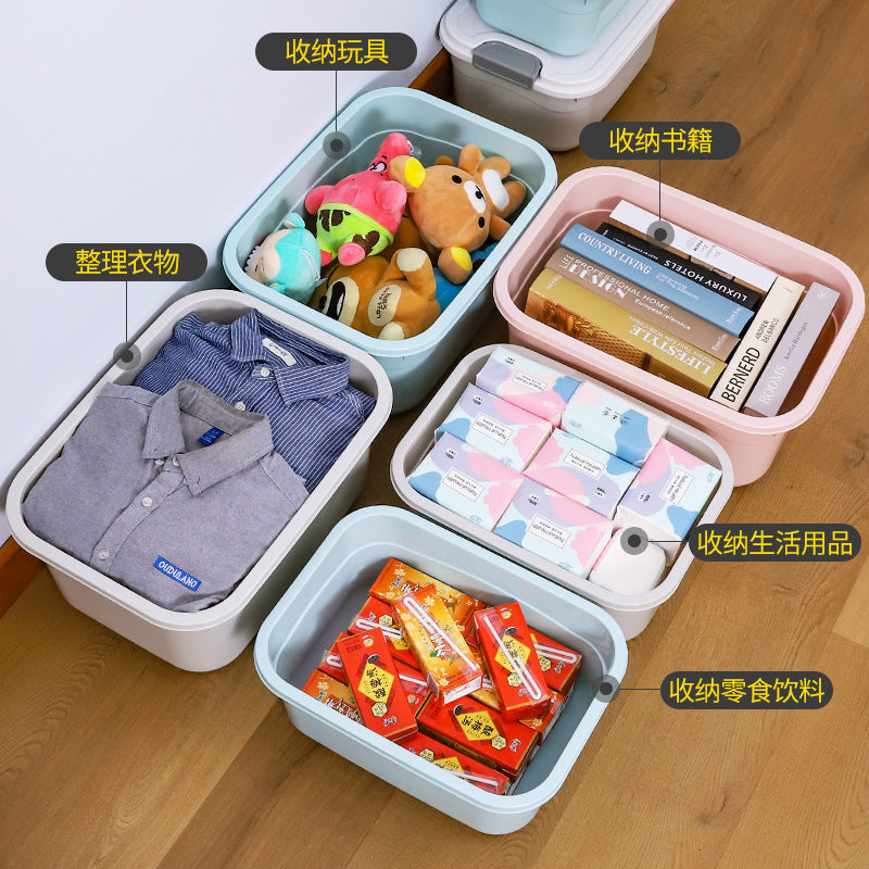 Storage Box Plastic Clothes Organizing Box Covered Portable Storage Box Extra Large Household Toys Snack Storage Box