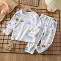new children's pure cotton pajama set - summer long sleeve sleepwear, lightweight air conditioning suit for boys and girls