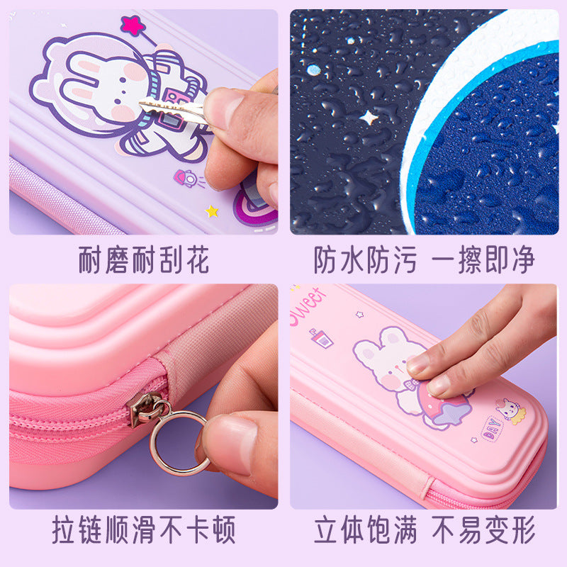 Pencil bag High value cartoon stationery box Boys and primary school students Multi-layer large capacity ins wind Niche stationery bag Simple