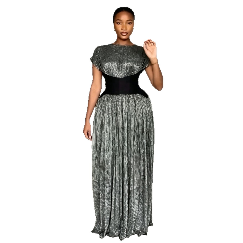 pleated waist retro black slimming look new arrival sleeveless long african women's long skirt