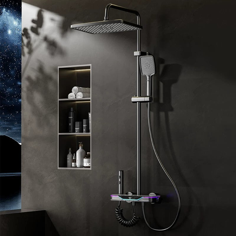 All-copper shower head, a complete set of for home thermostatic digital display atmosphere piano button-type pressurized shower head all-copper suit