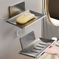 Wall-mounted soap dish - no drilling required - soap holder for bathroom, toilet, balcony, laundry room - drainage & storage soap box