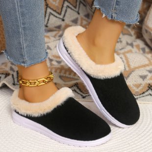 Export24new arrivallow ankle round toe fleece-linedflats women's cross-border plus size suede heattech round toe flatsfall and winter cotton shoes
